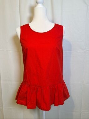 J Crew Women’s Red Sleeveless Peplum Top with tie back. XS. NWT